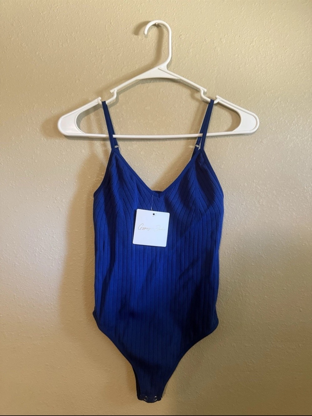 Gypsy & Jade NWT True Royal Blue V Neck Snap Button Bodysuit S/M